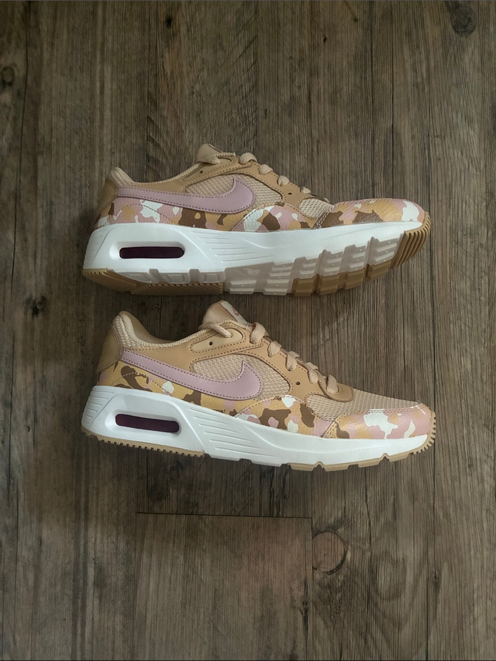 Nike Women’s Sneakers - Beige with Pink Accents - Picture 2 of 5